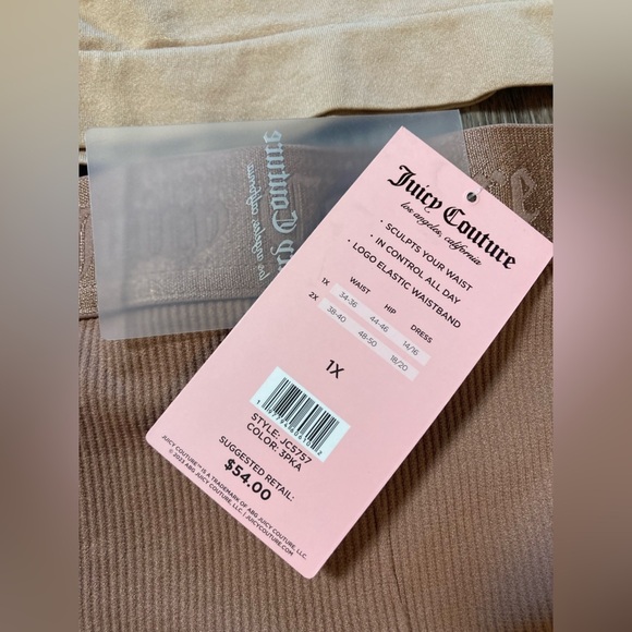 2 Pack JUICY COUTURE Women's 1X Ribbed Shaping Seamless Booty Shorts Tan Mauve - Picture 3 of 6